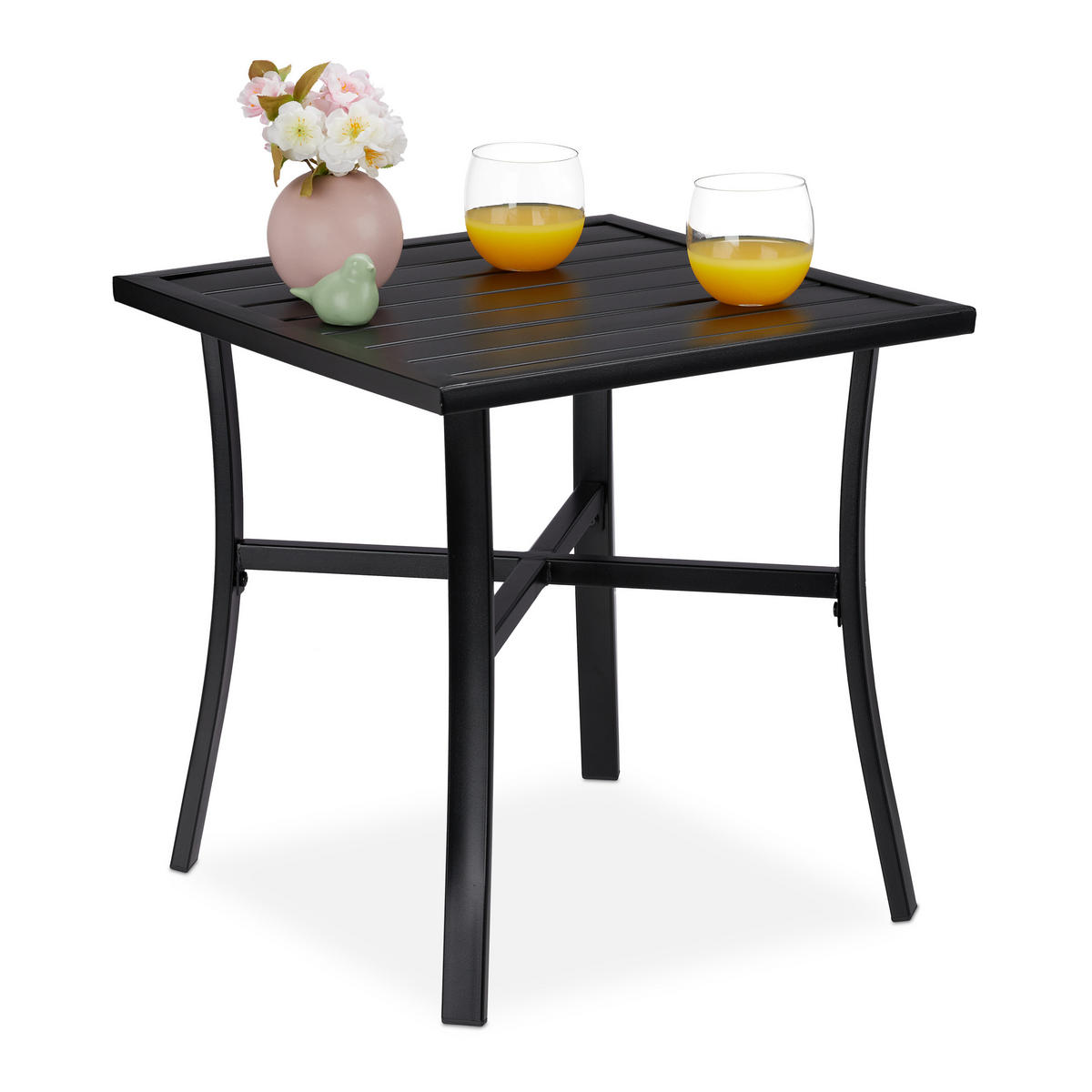 GARTENTISCH - Schwarz, Metall (46/46/46cm) - Relaxdays