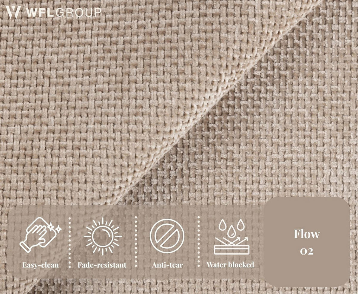 WOHNLANDSCHAFT Dahlia mit Schlaffunktion und Bettkasten in U-Form - Beige Chenille 373/92/155 cm - Beige/Schwarz, Kunststoff/Textil (373/92/155cm) - WFL GROUP