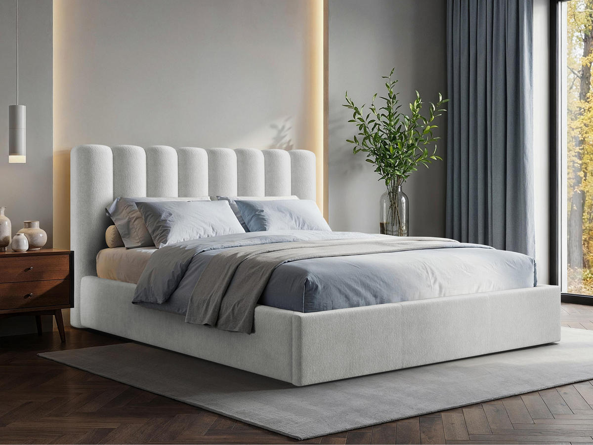 POLSTERBETT Nox - Hellgrau/Naturfarben, Holzwerkstoff/Textil (140/200cm) - MIRJAN24