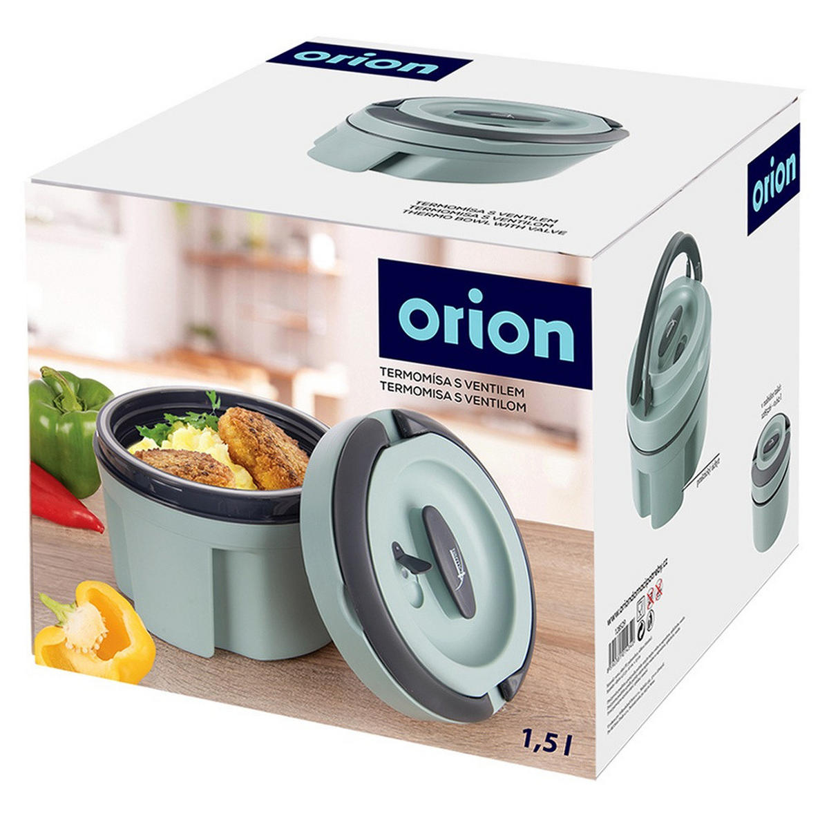MITTAGSTHERMOSKANNE Termo Stahl 2,4 l - Grün, Kunststoff (22.5/17.5/22.5cm) - Orion 