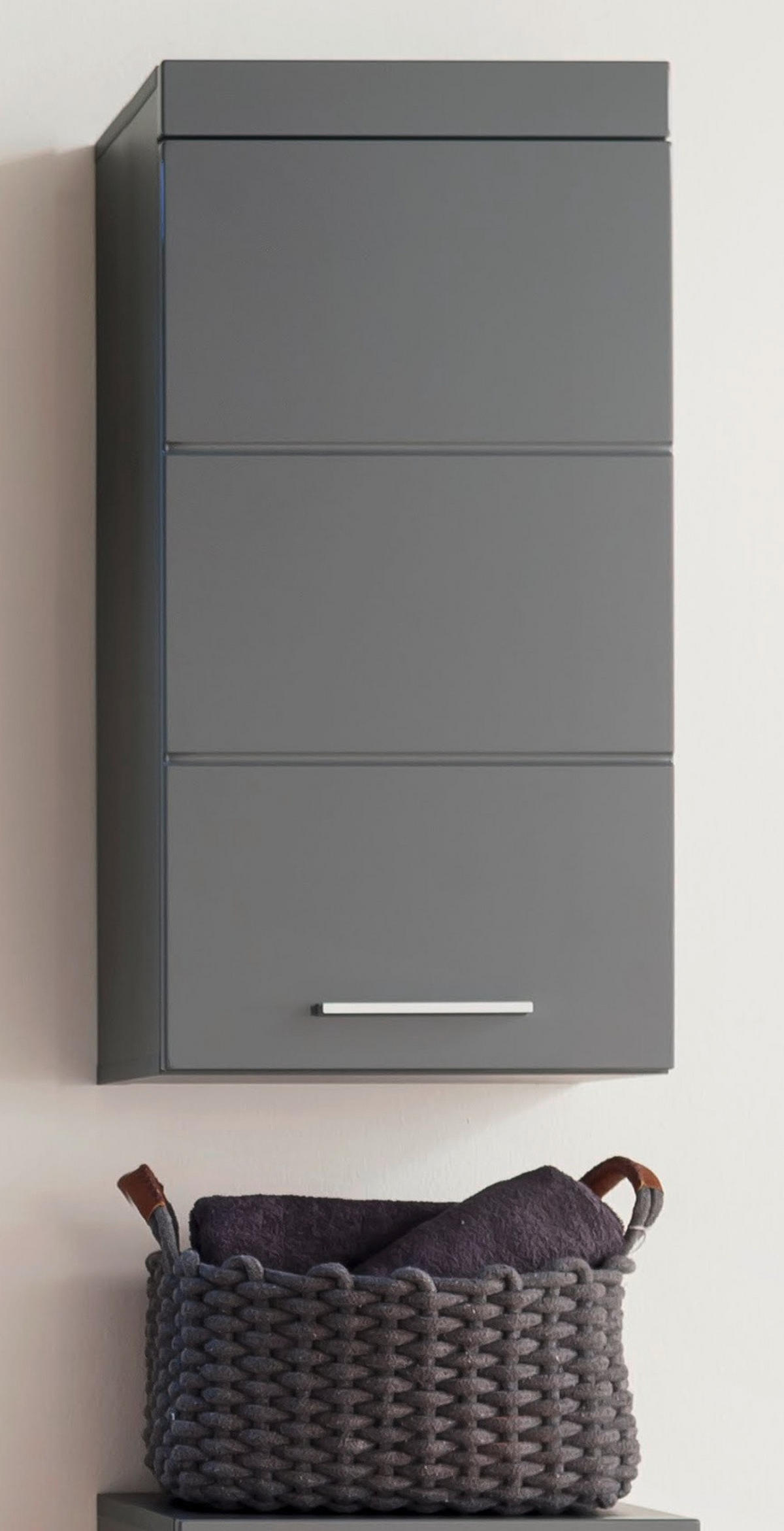 HÄNGESCHRANK grau Hochglanz 37 x 77 cm, Badschrank hängend - Grau, Holzwerkstoff/Kunststoff (37/77/23cm) - Top.Furn