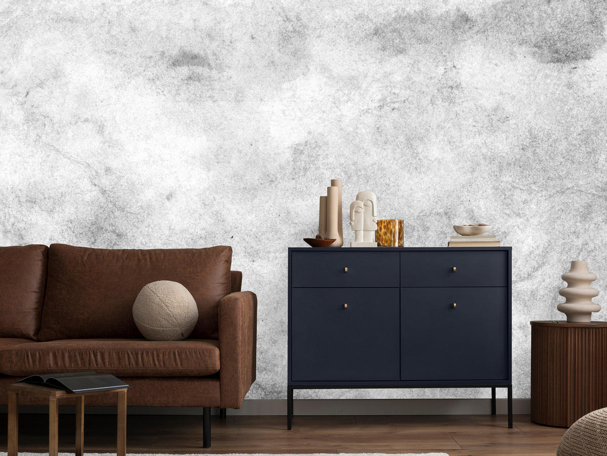 FOTOTAPETE für Wohnzimmer Grauer Beton Minimalismus Loft 300x210 - Weiß/Grau, Papier (300/210cm) - Muralo