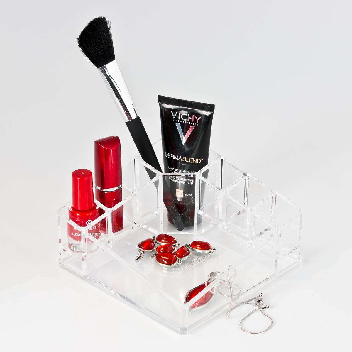 KOSMETIKORGANIZER, mit 3 verschiedenen Fachgrößen - Transparent, Kunststoff (14/14/7cm) - bremermann