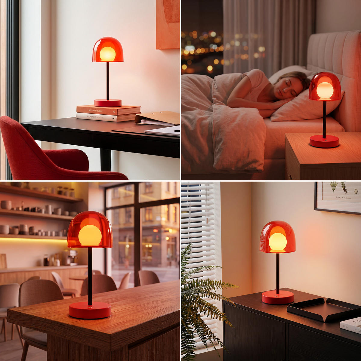 LED STOLNÍ LAMPA 12/12/27 cm - červená, kov/plast (12/12/27cm) - ZMH