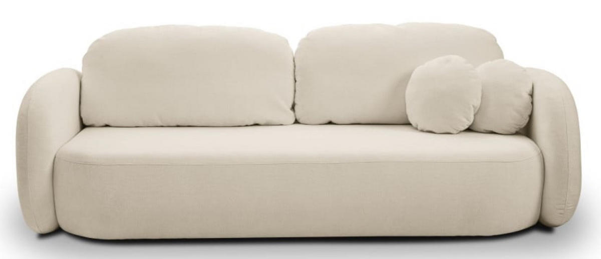 SITZSOFA Ecru LIO Mit Schlaffunktion Bezogen Mit Stoff SICURO 55 - Beige, Leder/Textil (238/86.5/101cm) - Sepro Meble