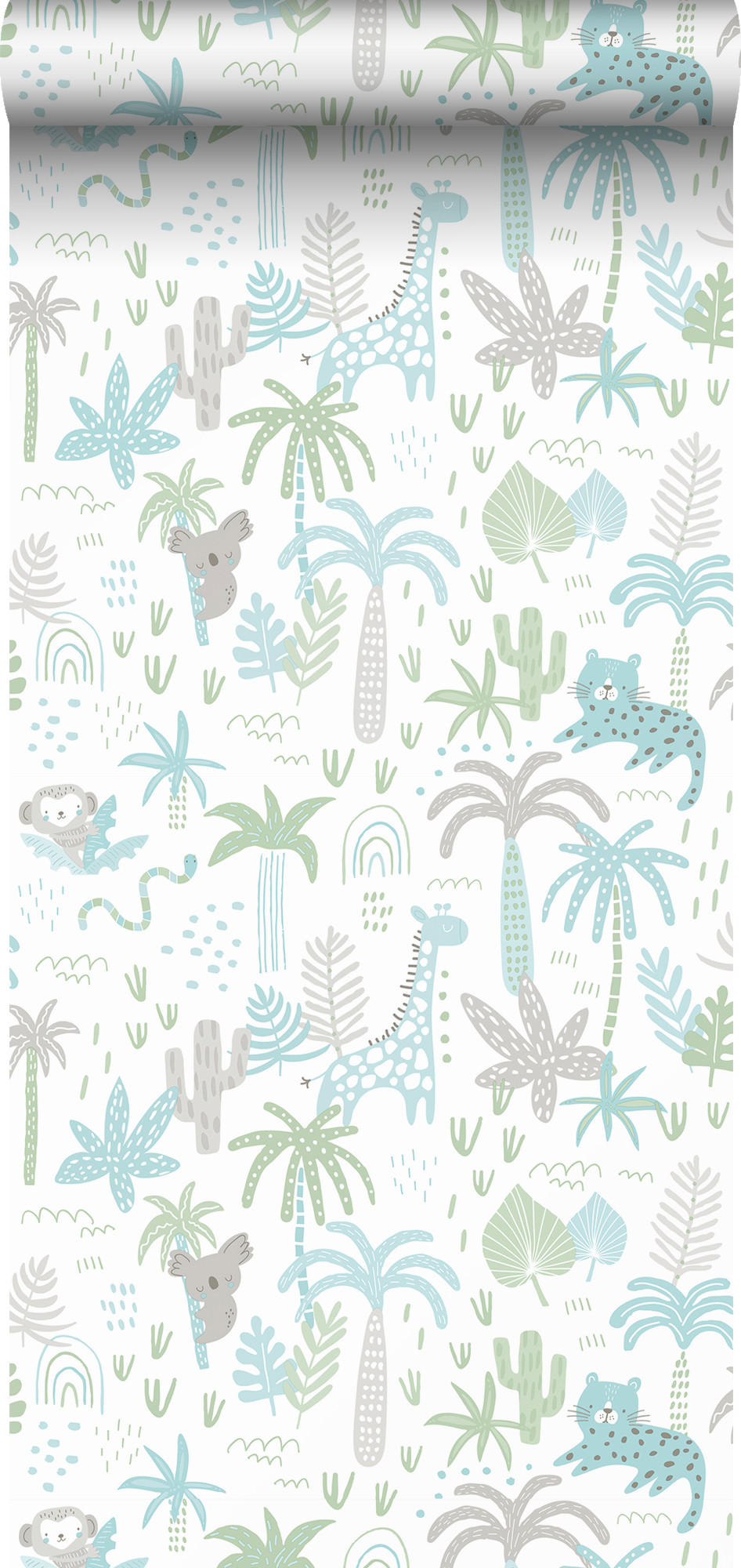 TAPETE Dschungeltiere 53 cm x 10 m - Blau, Papier (53/0.1cm) - Sanders & Sanders