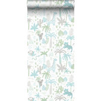 TAPETE Dschungeltiere 53 cm x 10 m - Blau, Papier (53/0.1cm) - Sanders & Sanders