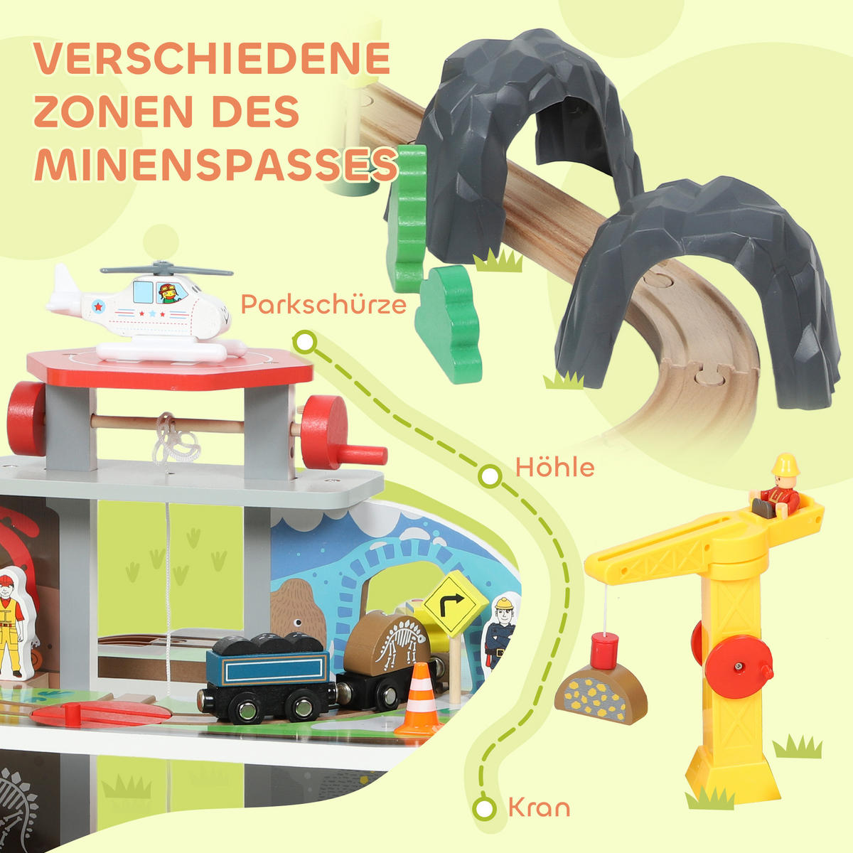 HOLZEISENBAHN-SET Buchenholz MDF Naturholz - Multicolor, Holz (40.5/41/99cm) - AIYAPLAY