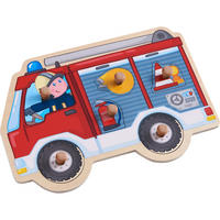 GREIFPUZZLE Feuerwehrauto, ab 12 Monaten - Multicolor, Naturmaterialien (21/2.6/30cm) - Haba