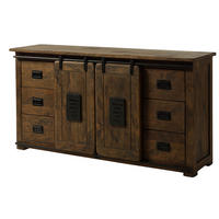 SIDEBOARD Mango 170x45x90 braun lackiert RAILWAY #493 - Braun, Holz (170/90/45cm) - Massivmoebel24