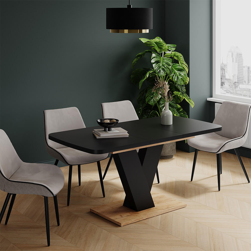 JÍDELNÍ STŮL Fenaro Černá/dubová - medově dubová/černá, kompozitní dřevo (80/120/77.4cm) - Vicco