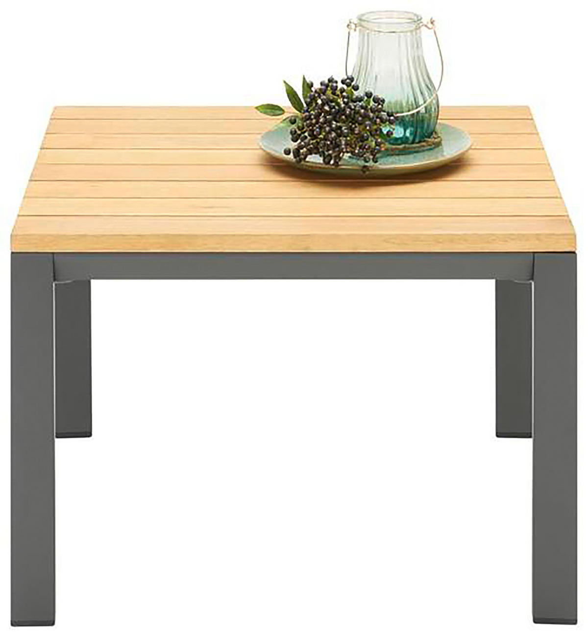 LOUNGETISCH - Aluminium / Eukalyptus massiv - Anthrazit / Braun - Braun/Grau, Holz/Metall (65/65/40cm) - home24