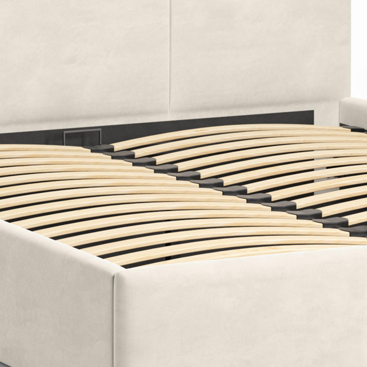 POLSTERBETT 160×200 cm mit Bettkasten und Lattenrost Nela HLR-1 Beige Velours - Beige, Holz/Textil (160/200cm) - Jana