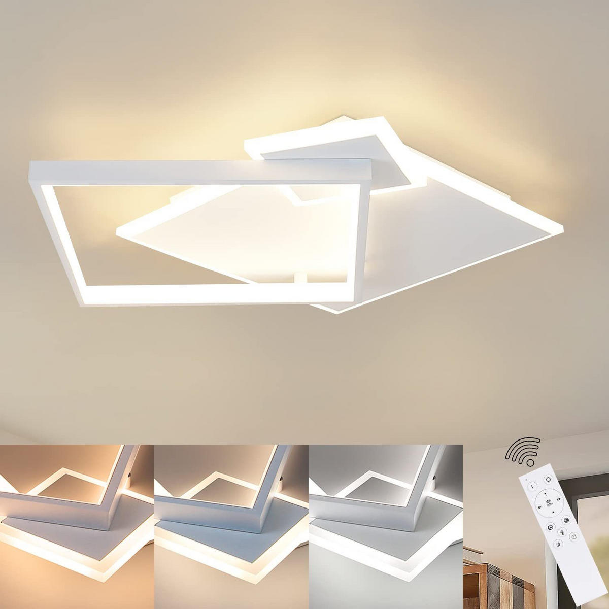 LED-DECKENLEUCHTE Maximi 46/46/8 cm - Weiß, Metall (46/46/8cm) - Nettlife
