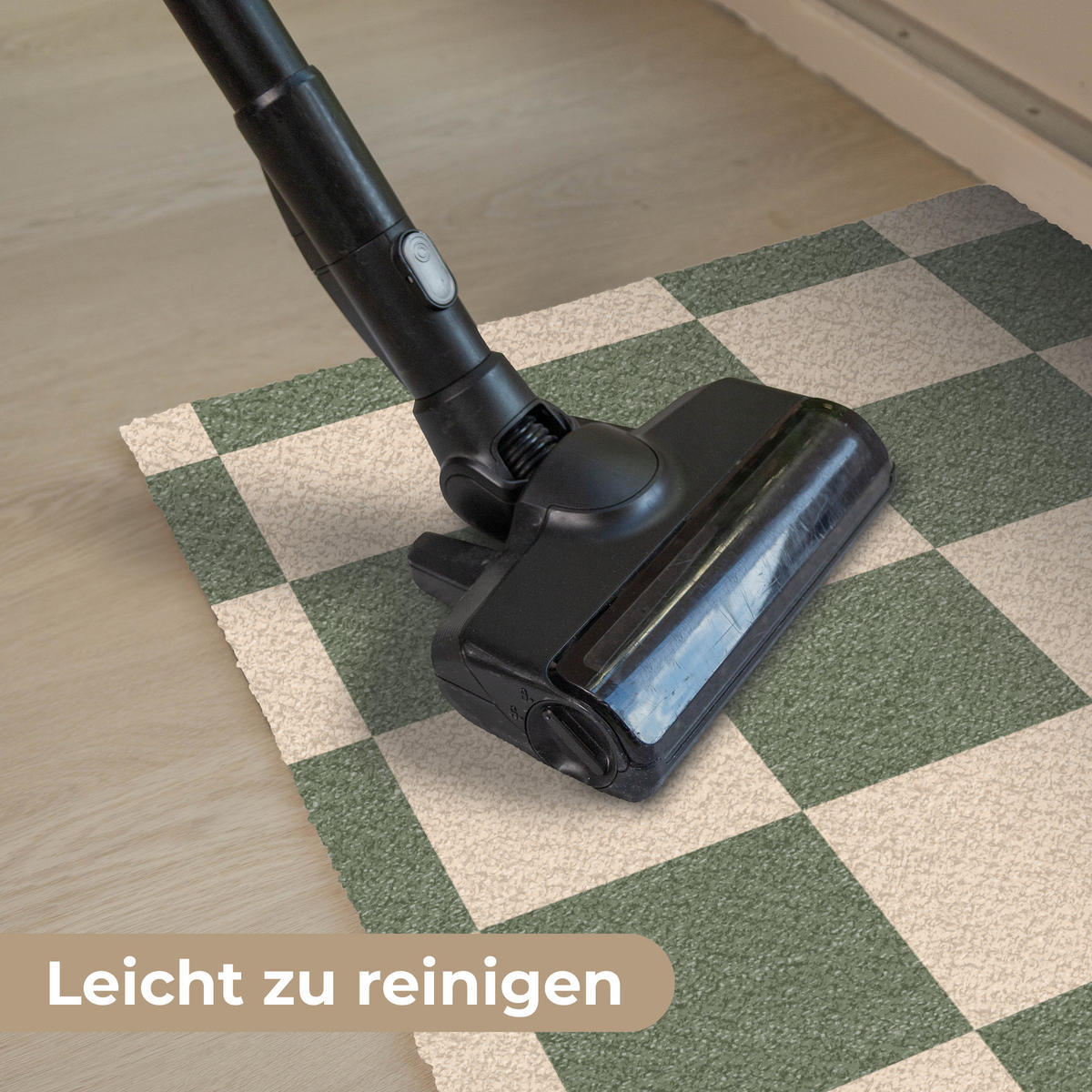 FUSSMATTE Schachbrettmuster - Grün - Beige - Blöcke 60x40 cm - Olivgrün, Kunststoff (60/0.4cm) - MuchoWow