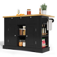 KÜCHENINSEL mit ausziehbarer Arbeitsplatte 132 cm Natur/Schwarz - Schwarz, Holz (70/87/132cm) - Beauniv
