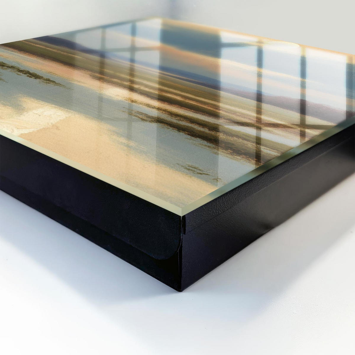 SCHLÜSSELBOX Schwarz 30x30 cm- Türöffnung nach rechts - Landschaft des Friedens - Beige, Metall (30/30/5cm) - TULUP