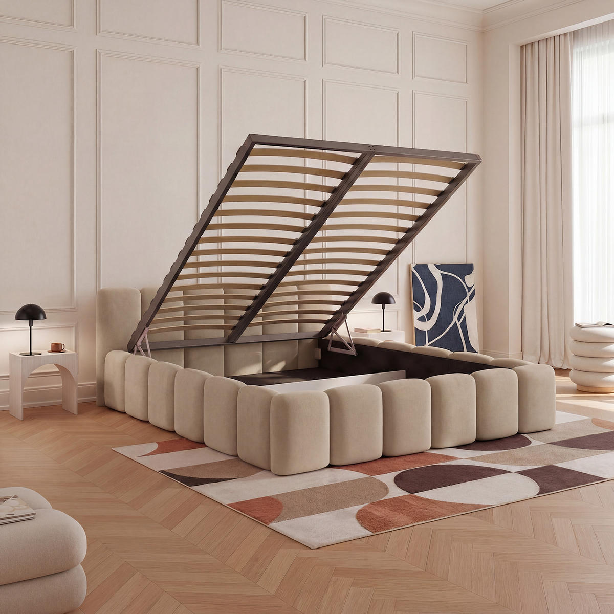 POLSTERBETT KILONIA 180x200 cm, Beige - Beige, Textil (200/180cm) - Fedve
