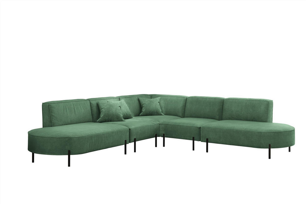ECKSOFA Valencia - Grün, Holzwerkstoff/Textil (303/303cm) - Fun Möbel