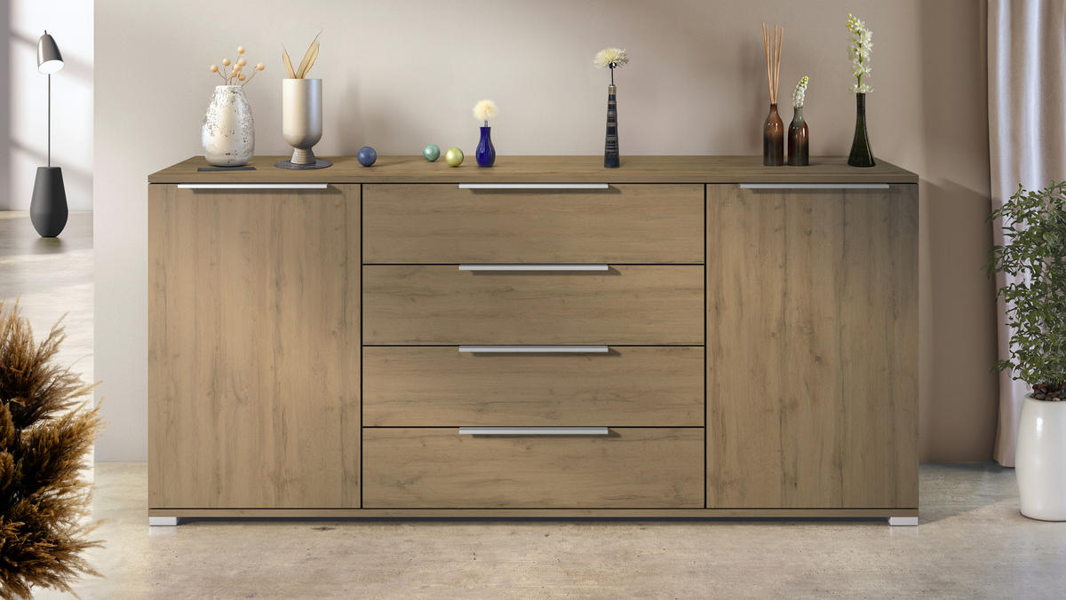 SIDEBOARD Linio Eiche Evoke - Eiche San Remo, Holzwerkstoff (166.5/75.5/35cm) - Vladon
