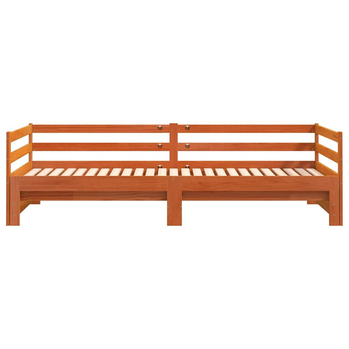 TAGESBETT Ausziehbar Wachsbraun 90/200 Cm Massivholz Kiefer - Braun, Holz (90/200cm) - vidaXL