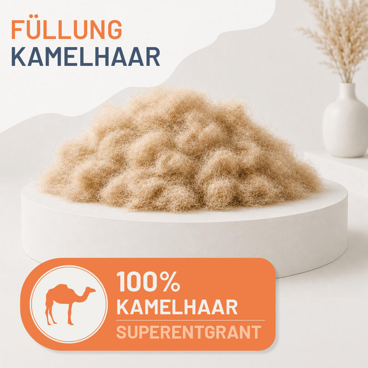 STEPPBETT Kamelhaar 200x200 cm Extra Leicht, Sommerdecke 100% Kamelflaumhaar - Weiß, Textil (200/200cm) - casimum