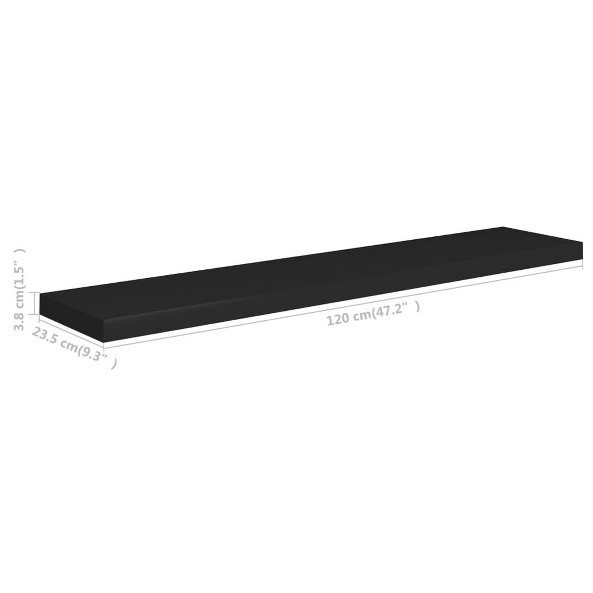 WANDBOARDSET 2-tlg. 120/23,5/3,8 cm aus MDF Schwarz - Schwarz, Holzwerkstoff (120/3.8/23.5cm) - vidaXL