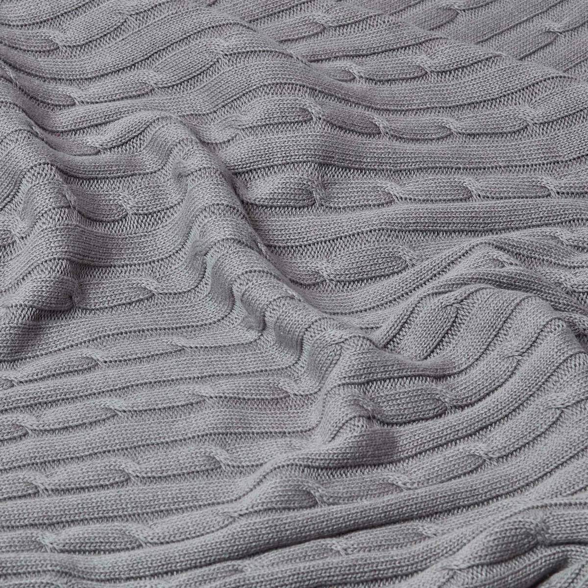STRICKDECKE 150/200 cm, Baumwolle mit Rautenmuster - Grau, Textil (150/200cm) - Homescapes