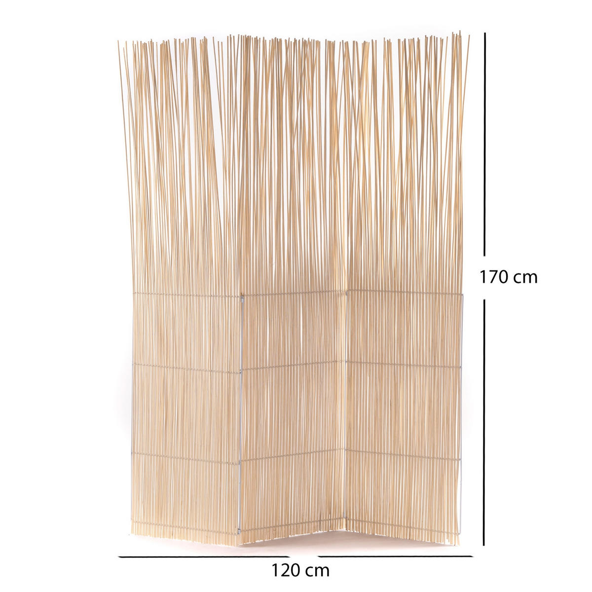 RAUMTEILER Spike 3-tlg. Weidenholz, klappbar geblichen - Beige, Naturmaterialien (120/170/6cm) - CREEDWOOD
