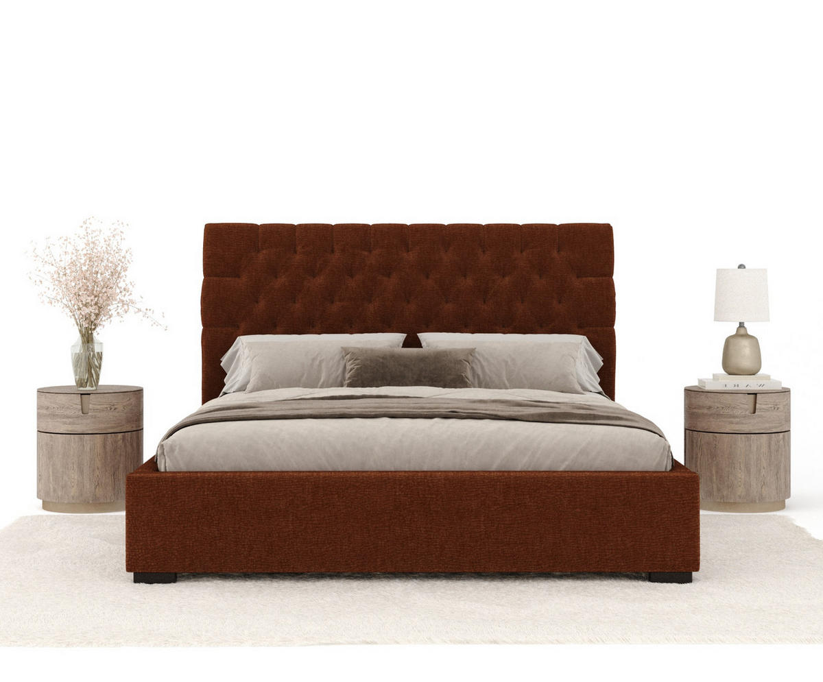 POLSTERBETT Vezzola Kupferfarbe 180/200 cm im Chenille-Stoff - Schwarz/Naturfarben, Holz/Holzwerkstoff (180/200cm) - Maison de Reve