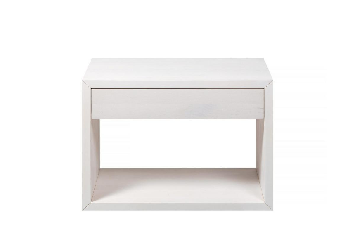 NACHTTISCH Hugo 2er Set, weiße Birke, 30/55/39 cm - Weiß, Holz (55/39/30cm) - WOODEK