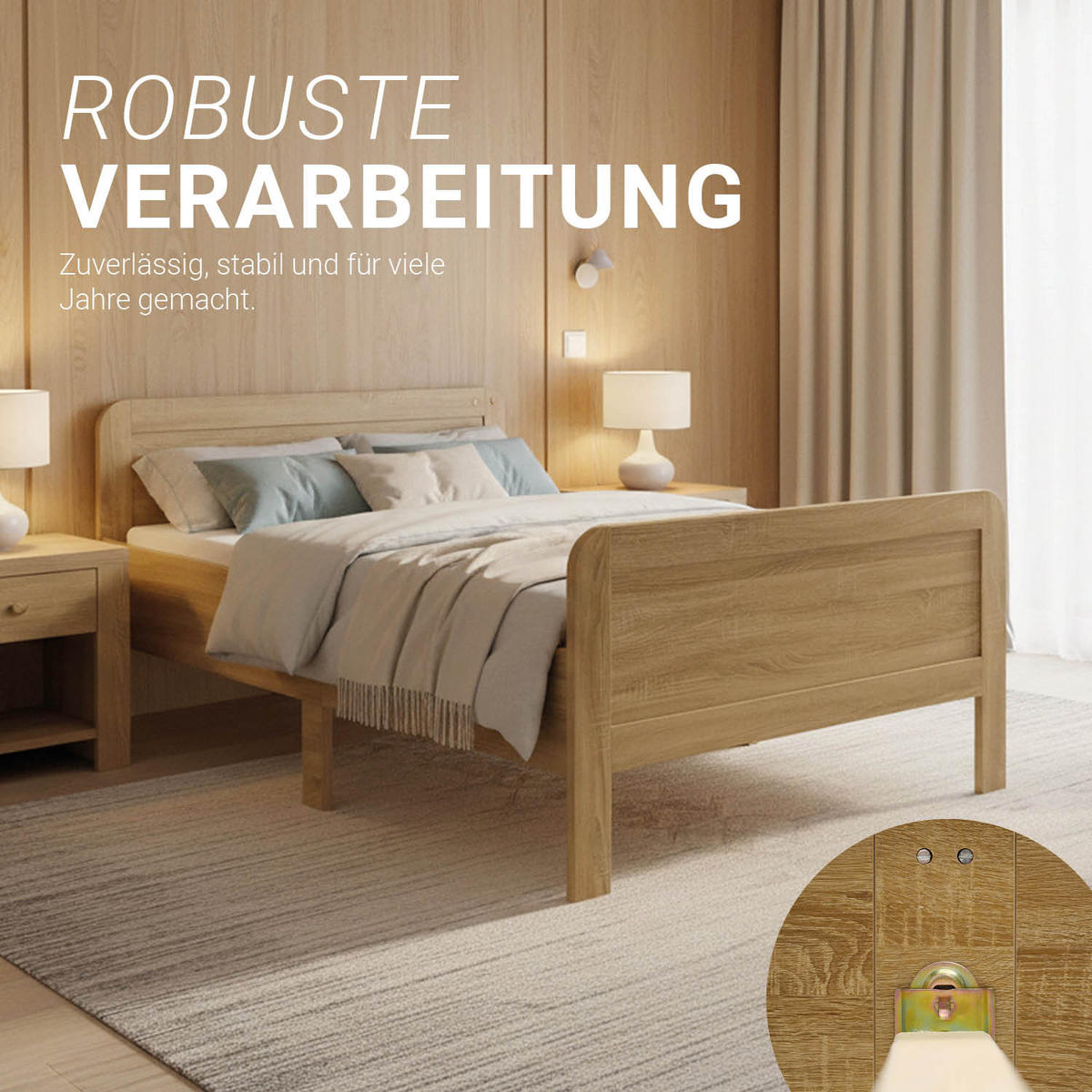 HOLZBETT Seniorenbett 120/200 Natur - Braun, Holz (120/200cm) - Homestyle4u