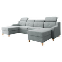 ECKSOFA Marbella U - Hellgrau/Naturfarben, Holz/Textil (286/82/165cm) - MIRJAN24