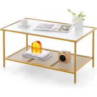 COUCHTISCH Glas Golden - Goldfarben, Glas (50/90/46cm) - COSTWAY
