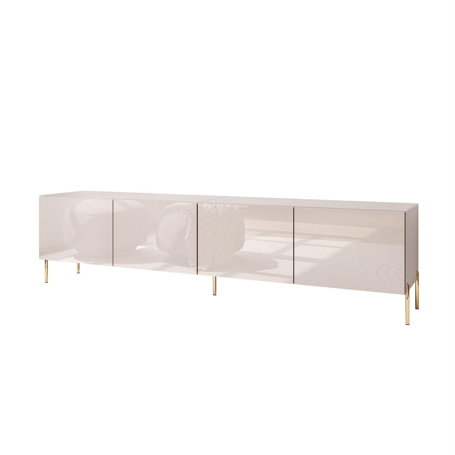TV-SCHRANK COLGANTE 100 Kaschmir Hochglanz, mit LED, Gerade goldene Füßen - Kaschmir/Goldfarben, Holzwerkstoff (200/50/40cm) - Lookway