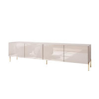 TV-SCHRANK COLGANTE 100 Kaschmir Hochglanz, mit LED, Gerade goldene Füßen - Kaschmir/Goldfarben, Holzwerkstoff (200/50/40cm) - Lookway