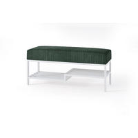 SITZBANK Mello 80 Grün, Weiße Beine, Cordstoff Bank mit Ablage - Weiß/Grün, Holzwerkstoff/Textil (80/45/35cm) - Bettso