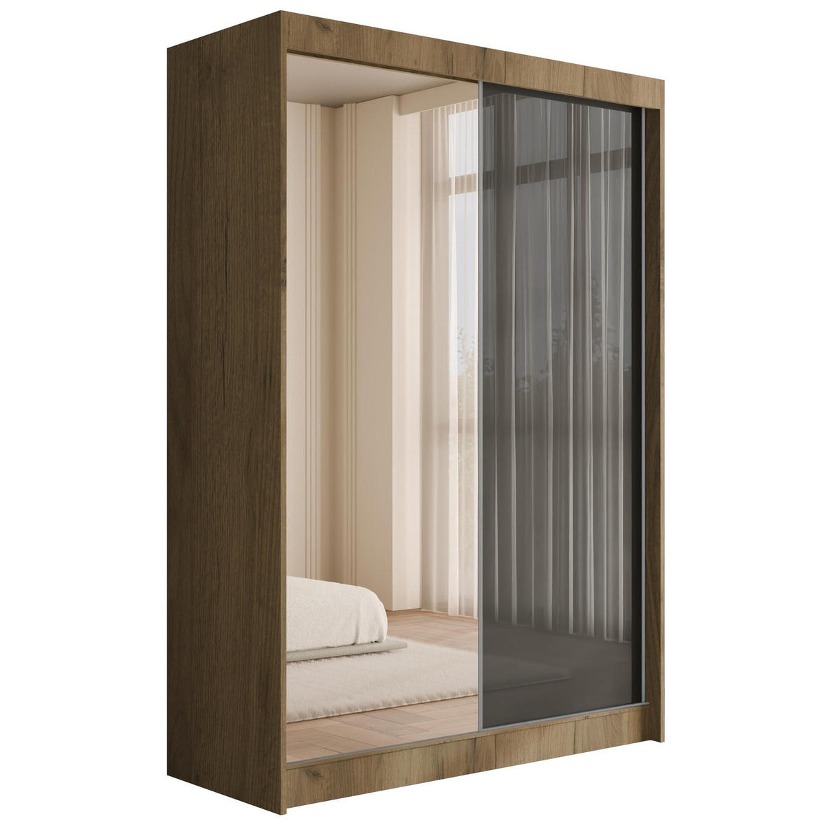 KLEIDERSCHRANK VESLI - 150 cm - Braun|Grau - Braun/Grau, Holzwerkstoff (150/215/61cm) - ALTDECOR