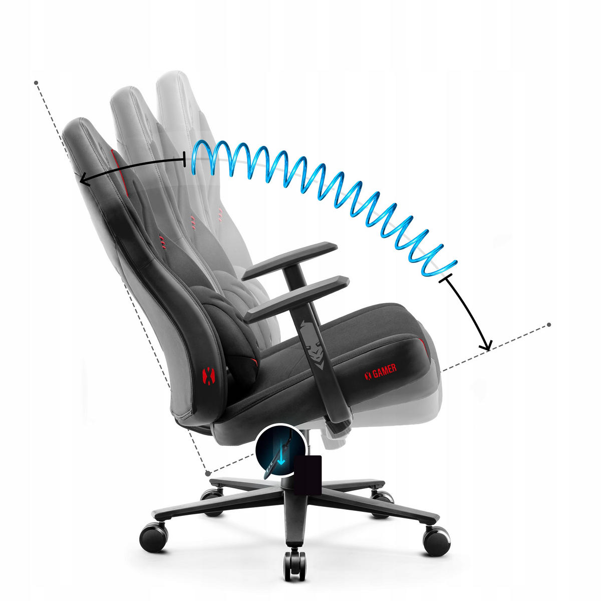 GAMINGSTUHL X-GAMER - Schwarz, Metall (68/118/56cm) - Diablo Chairs