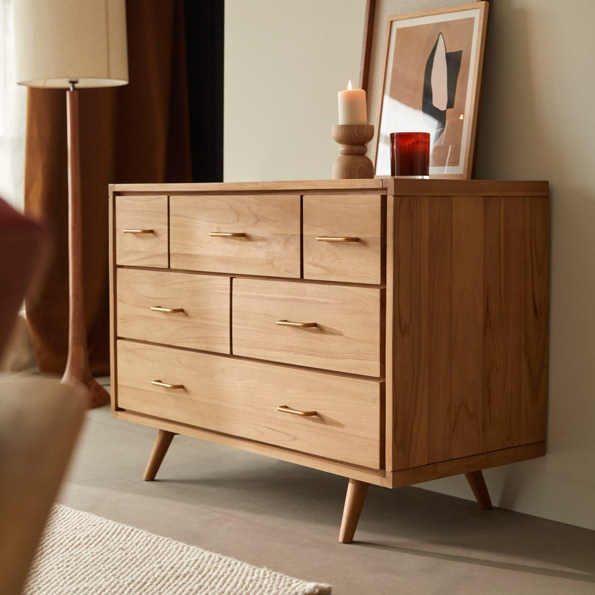 KOMMODE Kort Natur aus Teak - Naturfarben, Holz (110/79/50cm) - Tikamoon