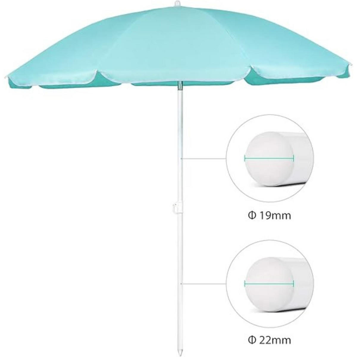 SONNENSCHIRM 200 Cm Grün, UV50+, Strandschirm, Gartenschirm, Balkon, Terrasse, Sonnenschutz, Outdoor, Sommer, Robust, Praktisch, Knickbar - Hellgrün, Textil/Metall (200/200cm) - Resch
