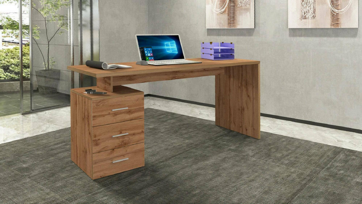 SCHREIBTISCH Eiche 60/160/75 cm - Braun, Holzwerkstoff (60/160/75cm) - DMORA