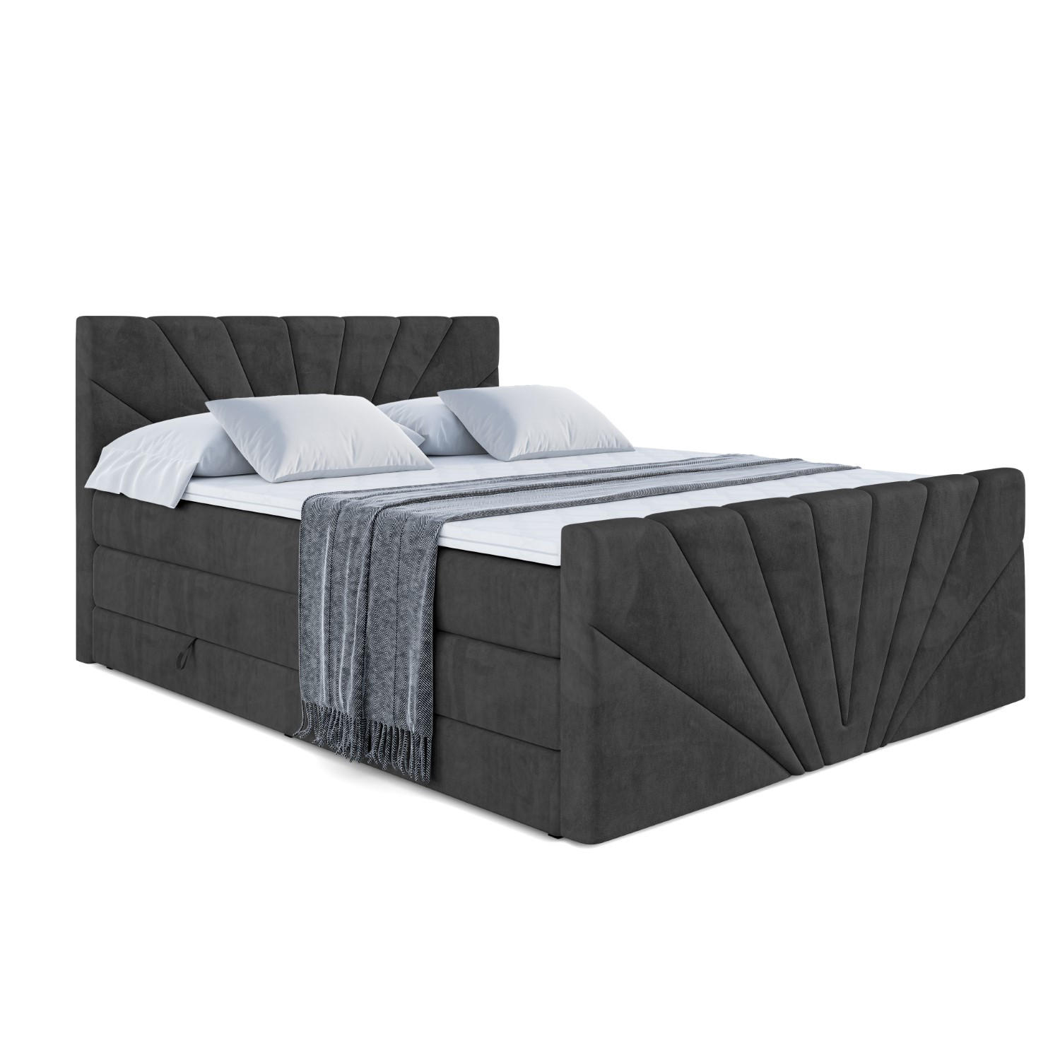 BOXSPRINGBETT MILTIO-Z KING - 160x200 - H3/H4 - Schwarz - Schwarz, Holzwerkstoff (160/200cm) - ALTDECOR