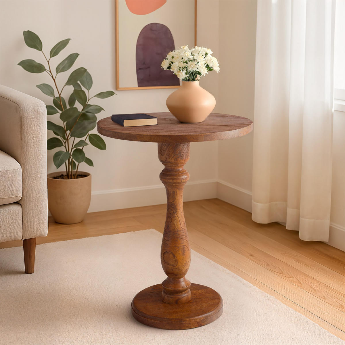 BEISTELLTISCH rund 50 cm Holz Braun - Braun, Holz (50/50/60cm) - CLP