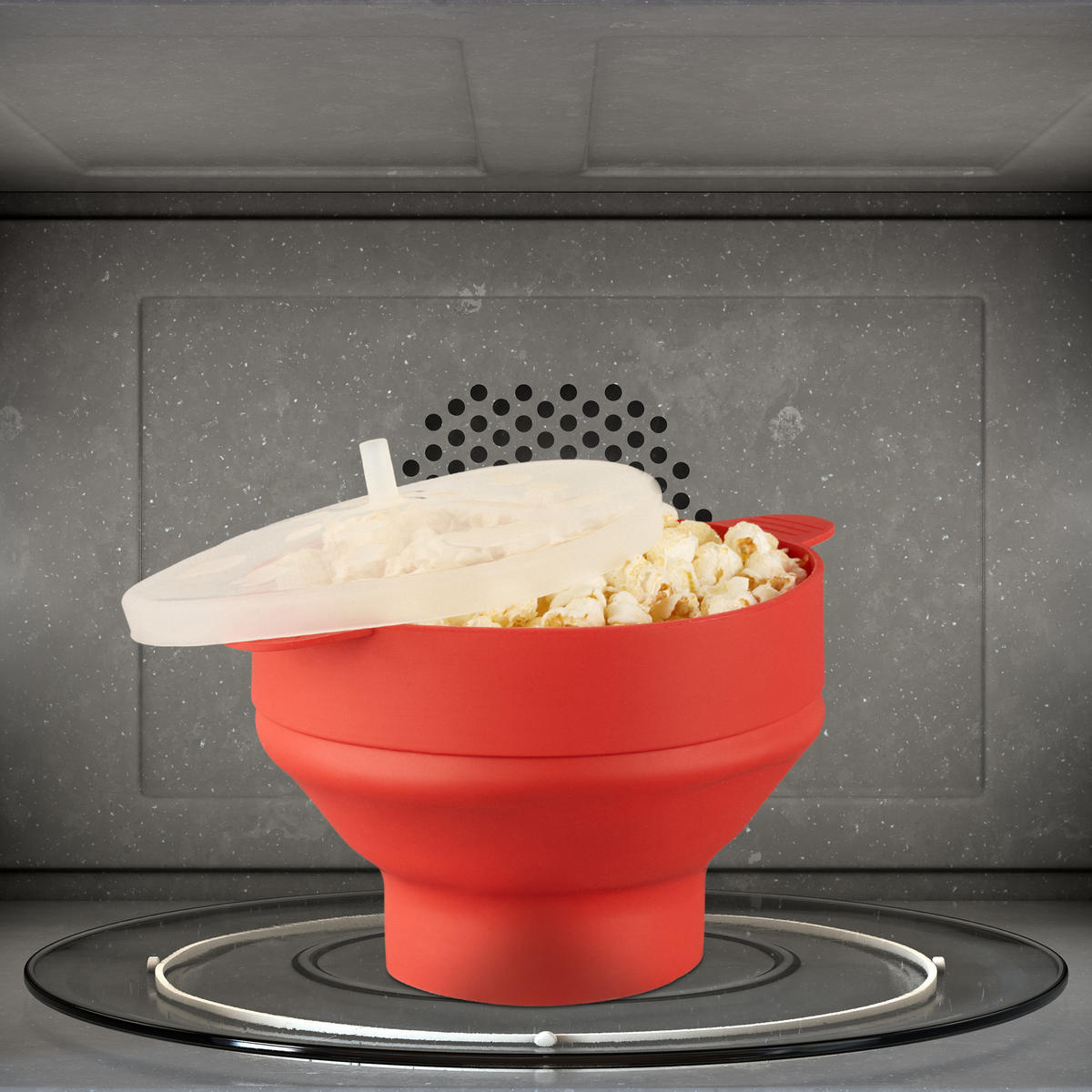 POPCORN Maker - Rot, Kunststoff (25.5/14.5/25.5cm) - Relaxdays