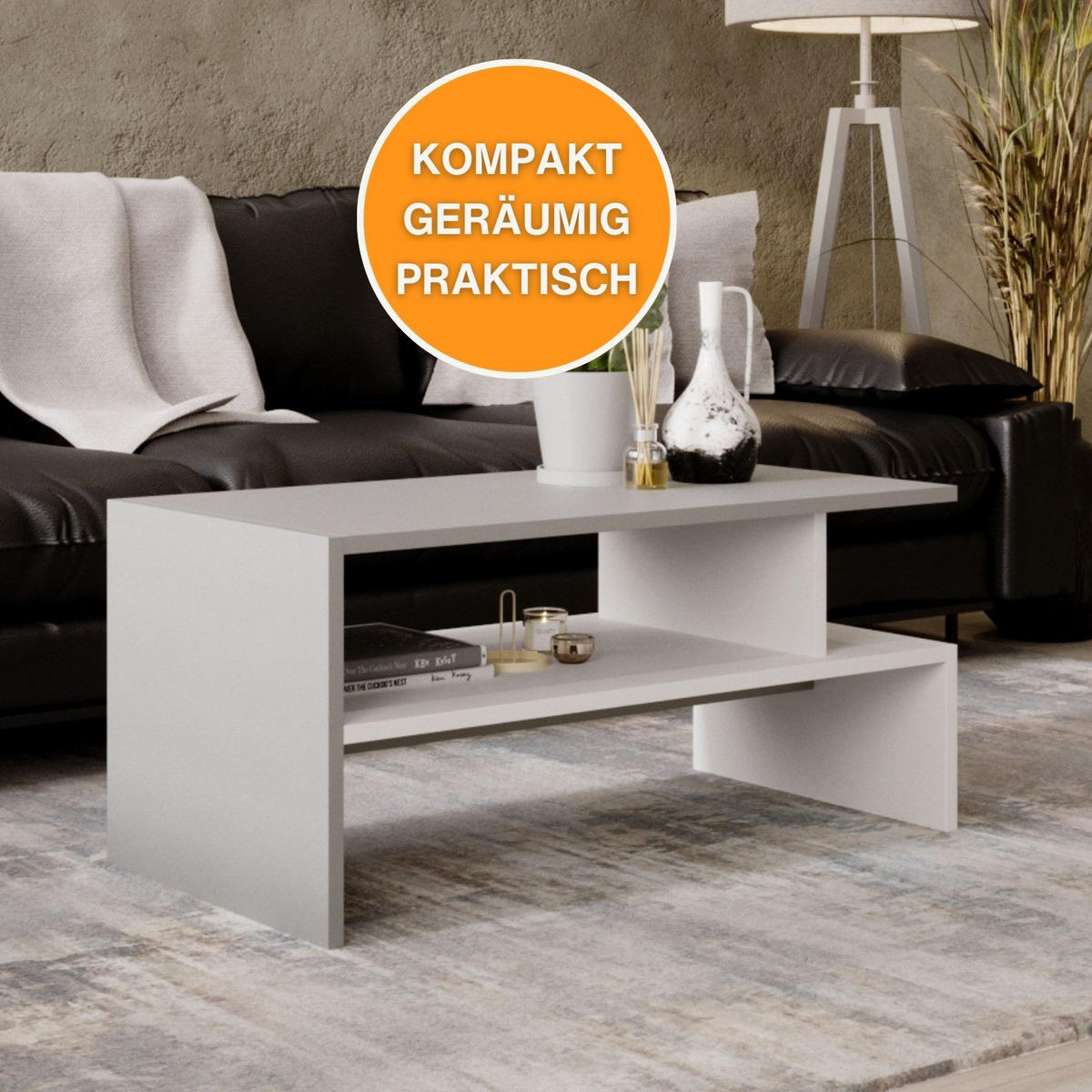 COUCHTISCH Holzwerkstoff rechteckig stabil Dunkelgrau 50/45/93cm - Dunkelgrau/Weiß, Holzwerkstoff (50/93/45cm) - CraftPAK
