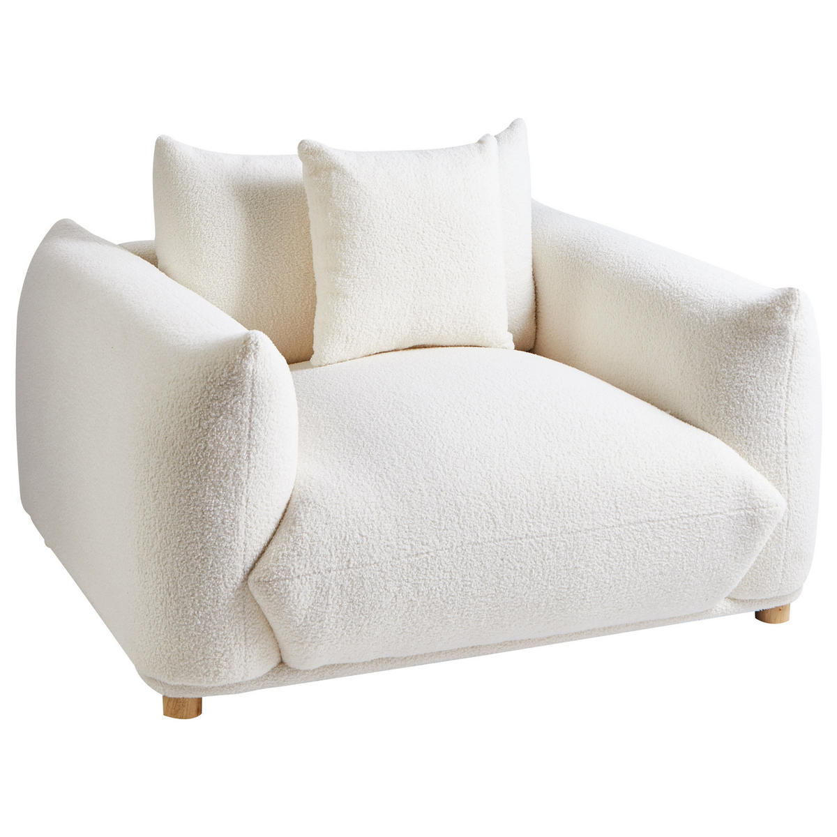 SESSEL Bouclé Cremeweiß Luvos - Creme/Weiß, Textil (120/74/108cm) - Beliani