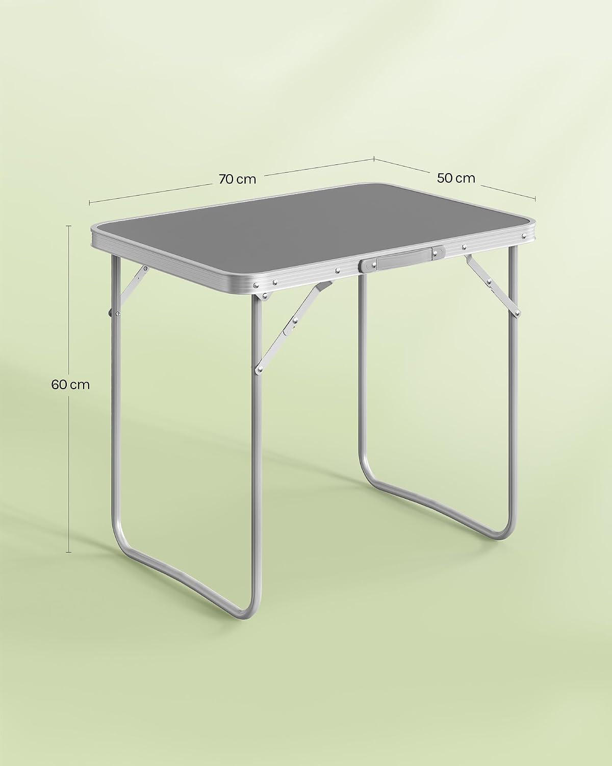 CAMPINGTISCH mit Griff Klappbar 70 x 50 x 60 cm Grau - Grau, Metall (70/50/60cm) - Woltu