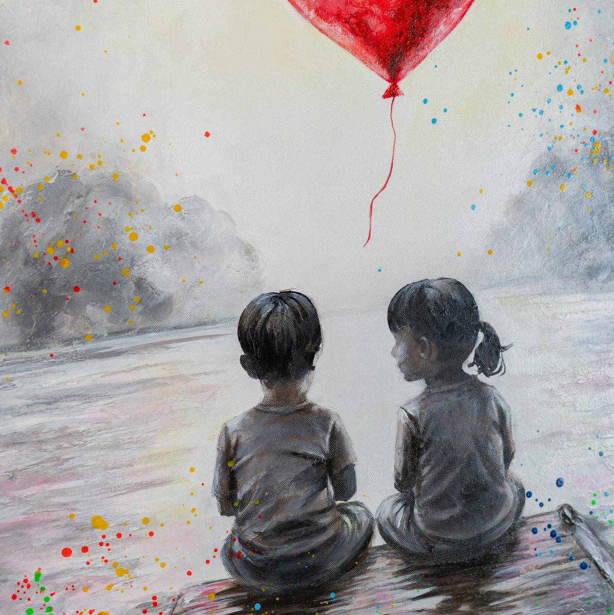 GEMÄLDE Zarte Liebe Schattenfugenrahmen Weiß 70x50 cm - Weiß, Holz (70/50cm) - YS-art gallery