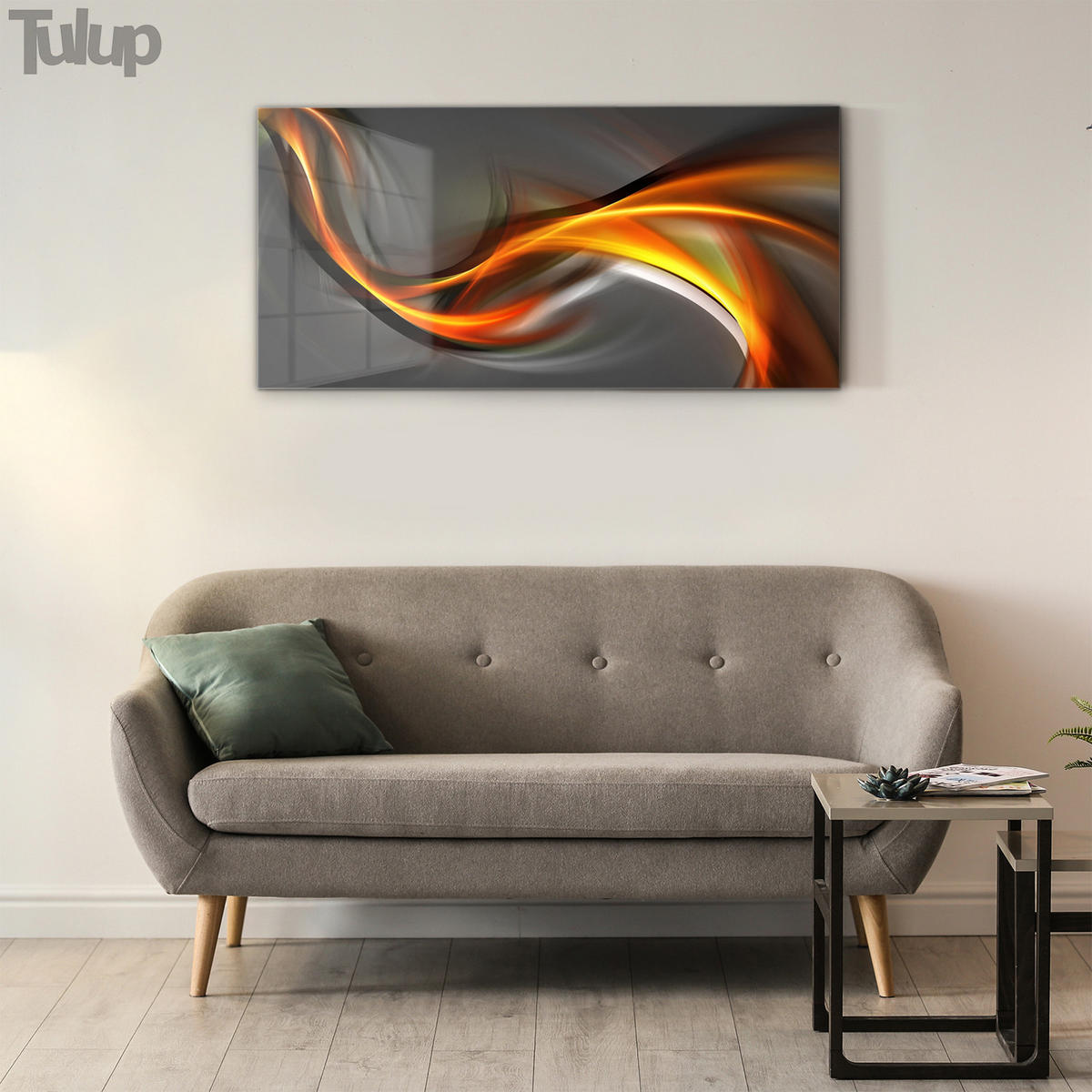 GLASBILD 120x60 cm Moderne Kunst - Bernsteinfarben, Glas (120/60cm) - TULUP